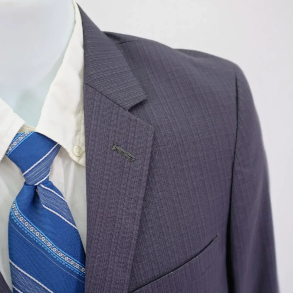 Lineage Polyester Rayon Spandex Striped 2 Button Blazer 36S‎